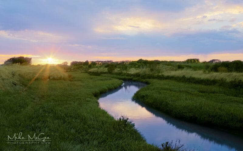 Sunset from off the walking trail in Point Isabel, in Richmond, California