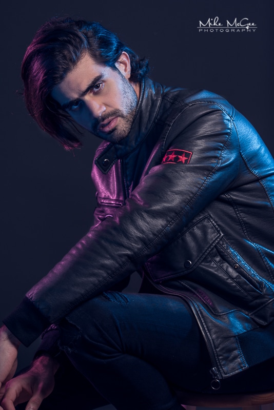 Sami Jamaleddin male model portrait colored gel