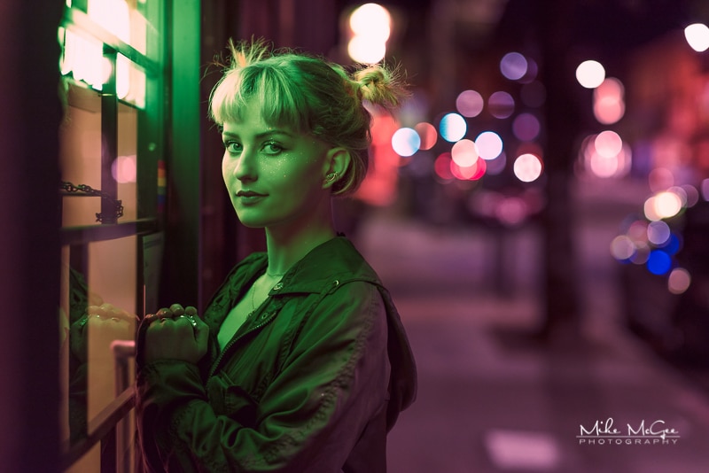 Zosha Model Night Neon Artistic Colored Gel Portrait Photographer