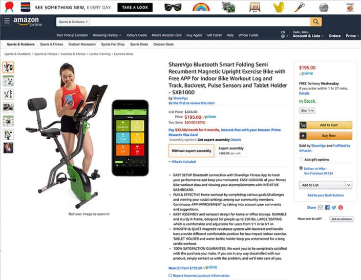 San Francisco Bay Area Amazon Photographer Exercise Bike E-Commerce Online Product Photographer