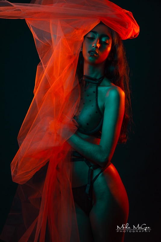 Hypercolor colored gel artistic creative portrait photographer boudoir lingerie san francisco bay area