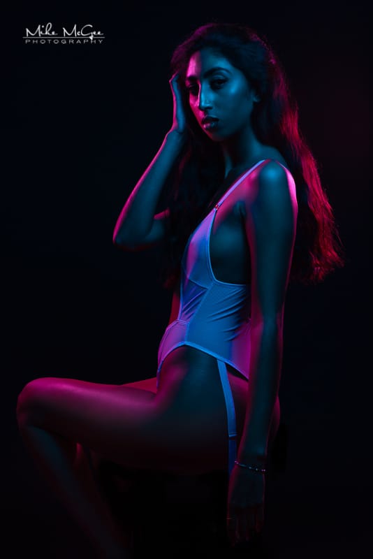 Hypercolor colored gel artistic creative portrait photographer boudoir lingerie san francisco bay area