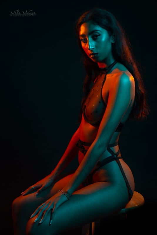 Hypercolor colored gel artistic creative portrait photographer boudoir lingerie san francisco bay area