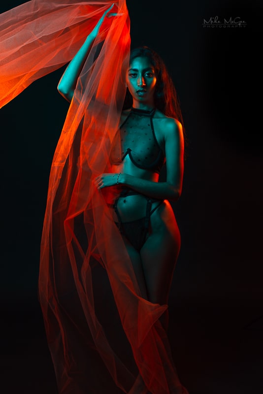 Hypercolor colored gel artistic creative portrait photographer boudoir lingerie san francisco bay area