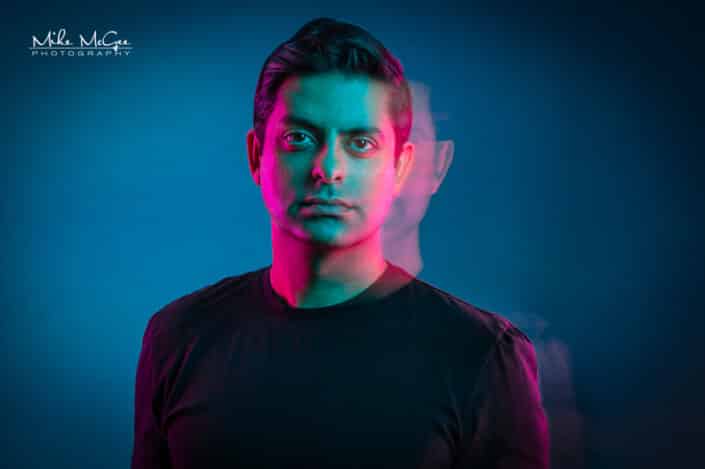 Hypercolor colored gel artistic cinematic creative portrait headshot photographer San Francisco bay area East Bay Musician photographer